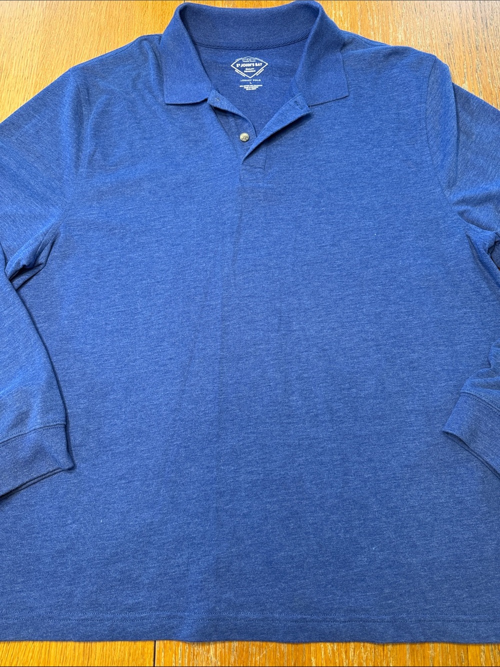 St. John's Bay Men's Long Sleeve Polo - Blue Heather